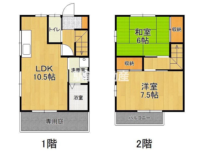 シャトレ深町C棟(2LDK/1階)の間取り写真
