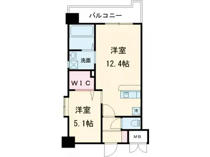 ディアコート門司(1LDK/3階)の間取り写真