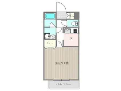 RAMSESA錦町(1K/3階)の間取り写真