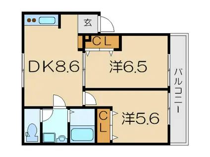 グランバニア聖徳II(2DK/2階)の間取り写真