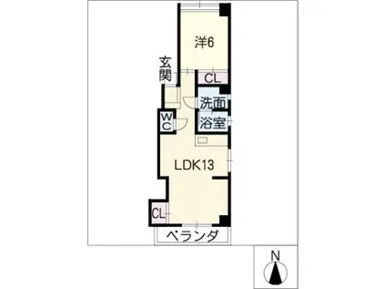 水田共立ビル(1LDK/3階)の間取り写真