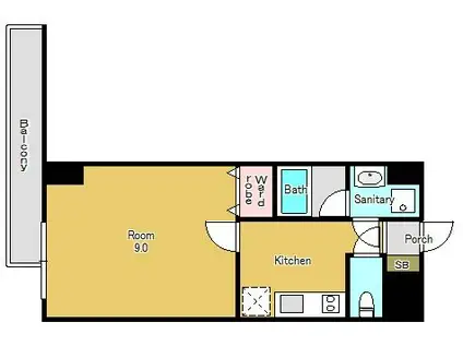エンゼルプラザイーストI(1K/9階)の間取り写真