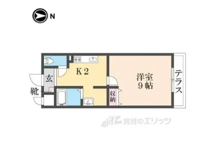 サンブルーム(1K/1階)の間取り写真