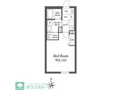 SOLASIA RESIDENCE世田谷代田(1K/1階)の間取り写真