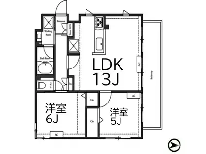 プロスペクト川崎(2LDK/9階)の間取り写真