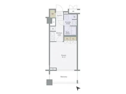 シティインデックス三田伊皿子坂(1K/5階)の間取り写真