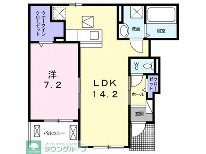 AMRITA III(1LDK/1階)の間取り写真