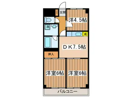 スカイマンション(3DK/2階)の間取り写真