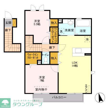 メゾンエスポワールV(2LDK/2階)の間取り写真