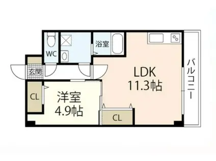 メゾンドW(1LDK/2階)の間取り写真