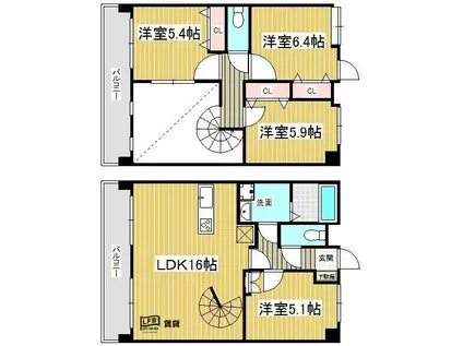 J-スクエア(4LDK/11階)の間取り写真