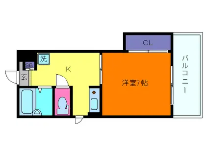 ハイツ本山南(1K/3階)の間取り写真