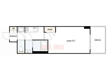 プレサンス神戸セレスティア(1K/9階)の間取り写真