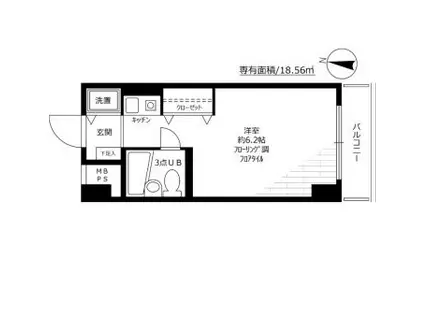 ヒルズ駒場東大前(ワンルーム/4階)の間取り写真