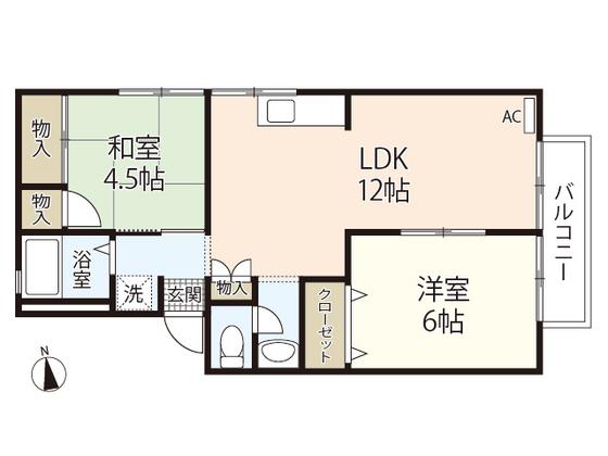 プレジール高広(2LDK/1階)の間取り写真