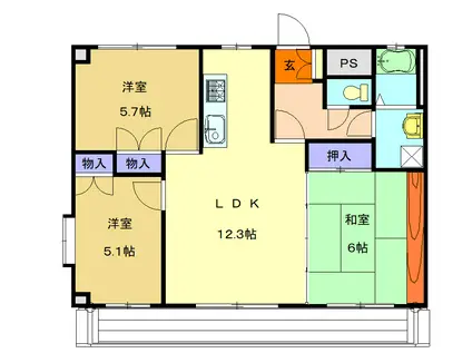 リバティー川口(3LDK/1階)の間取り写真