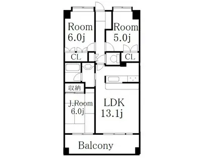 コスモ参宮橋パークビュー(3LDK/8階)の間取り写真