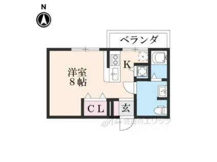 ドミール東洞院(1DK/3階)の間取り写真