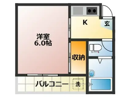 コーポステーションサイドコシベ(1K/4階)の間取り写真