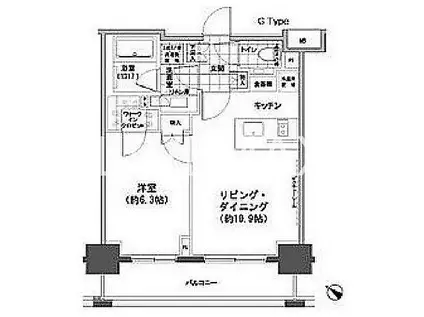 パークハビオ人形町(1LDK/9階)の間取り写真