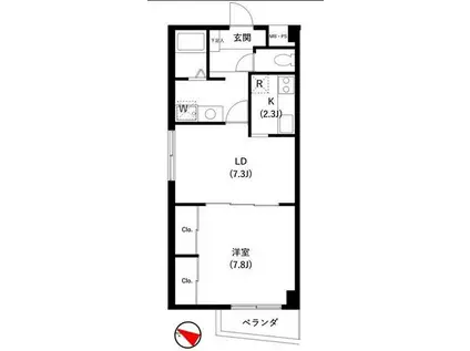 サンセゾンI(1LDK/1階)の間取り写真