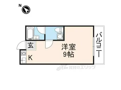 ヴィラ岡山手(ワンルーム/2階)の間取り写真