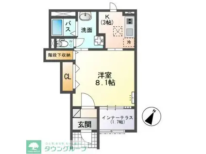 アンテ学研北(1K/1階)の間取り写真