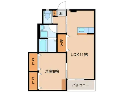 アミューズSE(1LDK/1階)の間取り写真