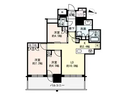 ザ・札幌タワーズ イーストタワー(3LDK/16階)の間取り写真
