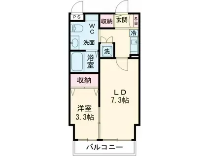 ゴールドライフマンション宇都宮(1DK/3階)の間取り写真