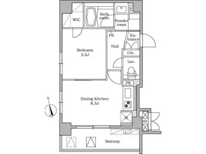 レジディア大井町II(1LDK/5階)の間取り写真