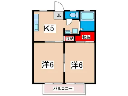 パークシティII(2K/2階)の間取り写真