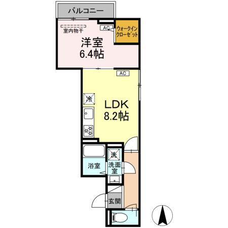 セレスティア関原(1LDK/3階)の間取り写真