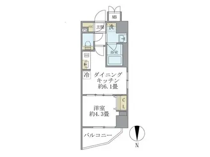 プラティーク目白(1DK/5階)の間取り写真