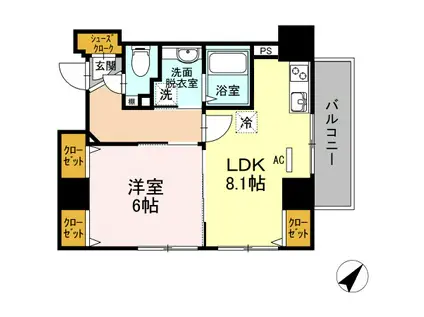 ベルテソヤケーエイチケー(1LDK/3階)の間取り写真