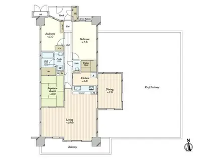 ジースクエア(3LDK/18階)の間取り写真