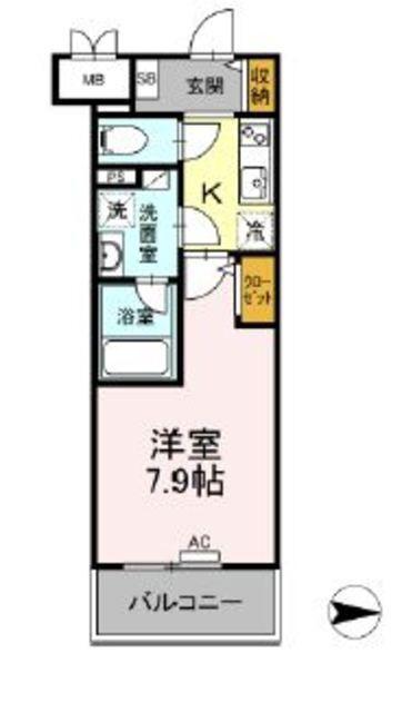 都営三田線 西台駅 徒歩9分 7階建 築6年(1K/5階)の間取り写真
