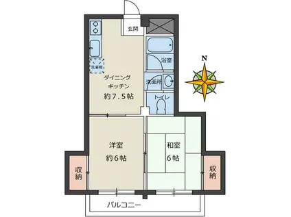 清和マンション(2DK/4階)の間取り写真