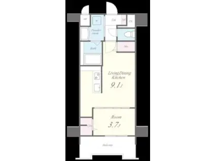 ドゥ バーグ 渡辺通(1LDK/9階)の間取り写真