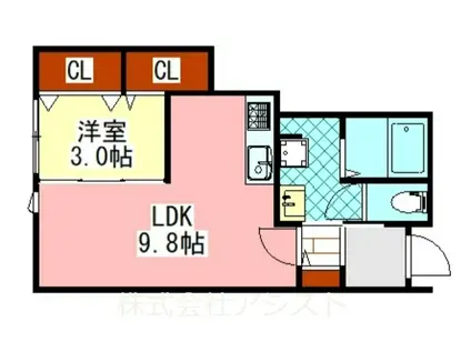 上三緒アパート A棟(1LDK/1階)の間取り写真