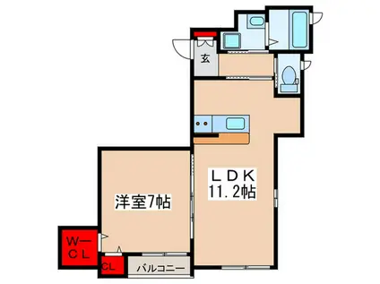 WIN KIDOURAVII(1LDK/1階)の間取り写真