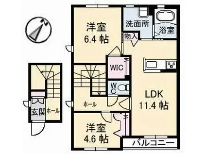 シャーメゾンELAN B(2LDK/2階)の間取り写真