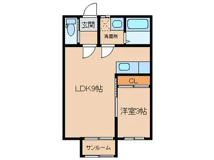 PROVENCE (1LDK/1階)の間取り写真