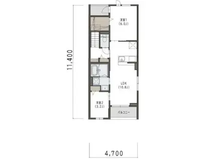 マリベール ラ メール(2LDK/3階)の間取り写真