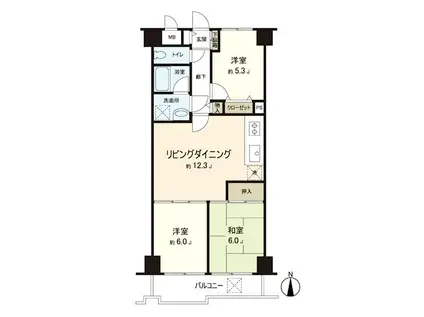 マリンコーポ浦賀(3LDK/1階)の間取り写真