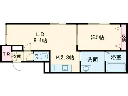 LANA C棟(1LDK/2階)の間取り写真