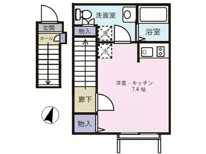 MAISON BLANCHE(ワンルーム/2階)の間取り写真