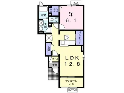 ニューバンブスIIIB(1LDK/1階)の間取り写真