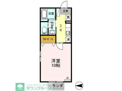 パークイースト・ウエスト E/W(1K/2階)の間取り写真