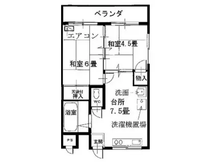 平野ビル(2DK/2階)の間取り写真